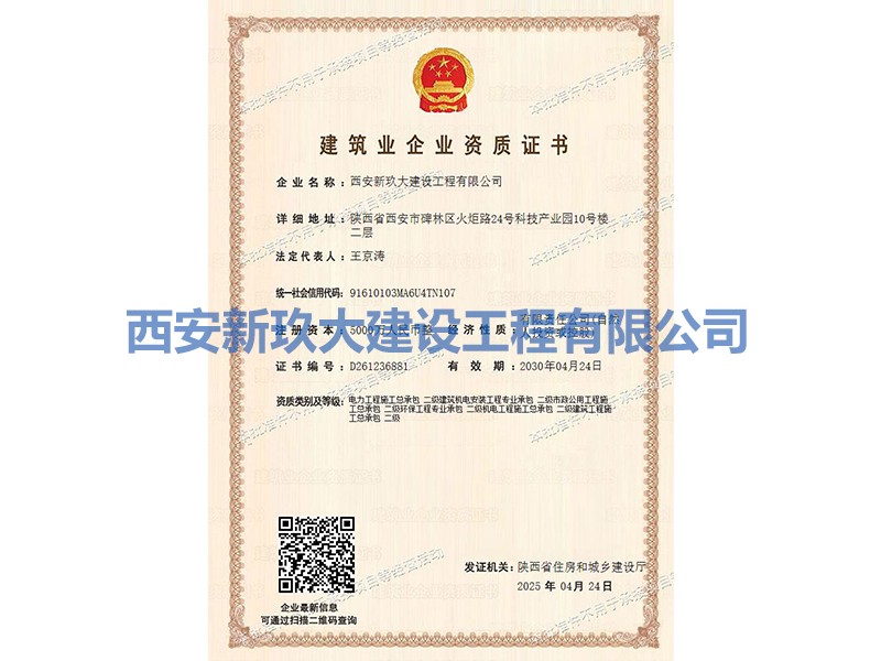 建筑、机电、电力、市政总承包二级资质